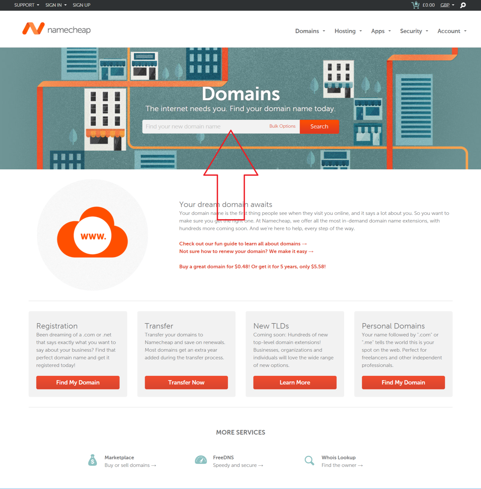 Purchasing a domain name: Step 2